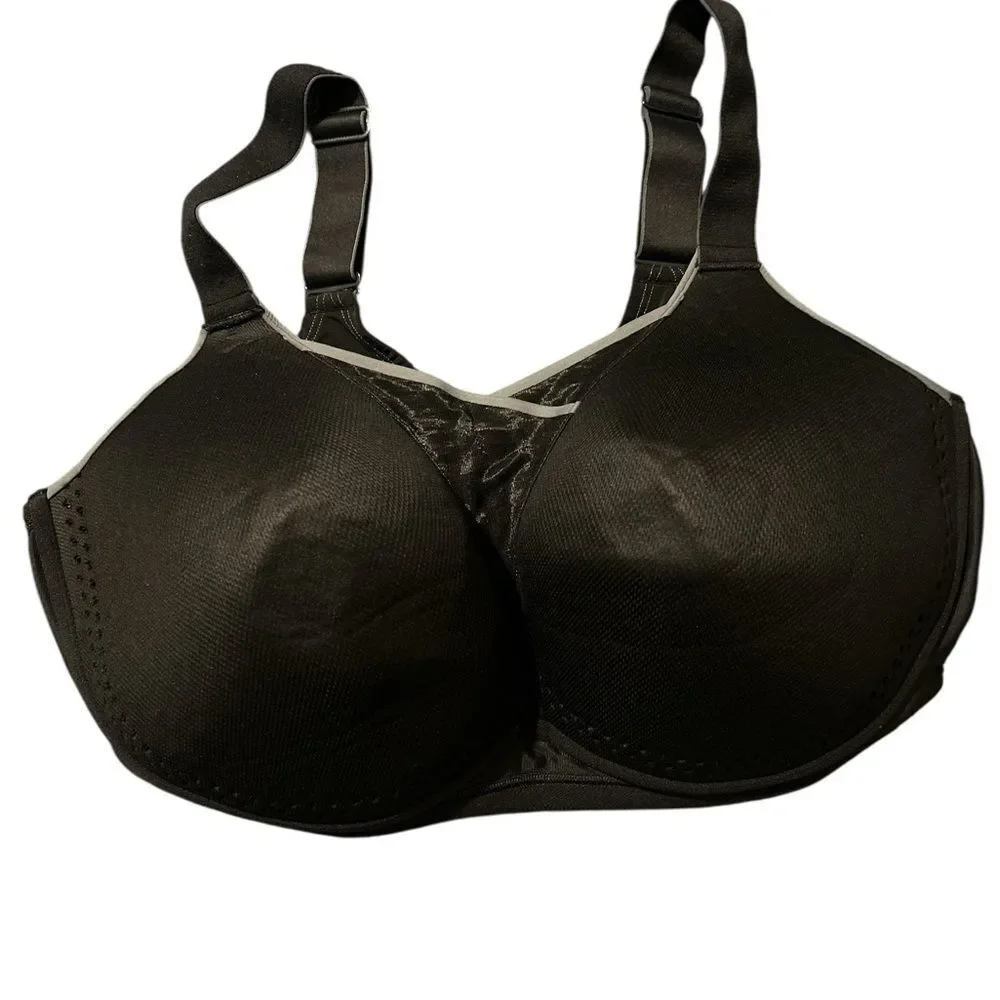 Livi Active Lane Bryant 44G Molded Underwire Sports Bra Black Gray High Impact